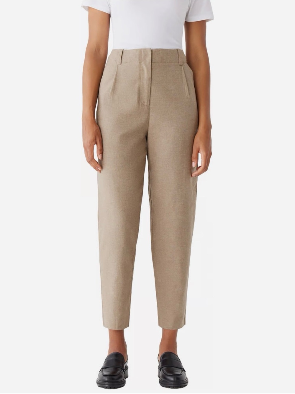 FRANK AND OAK Women's Amelia Cotton-Linen Balloon Fit Pant, Sz 10, Beige